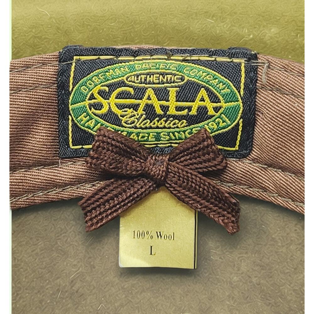 Scala L Classic Western Outback Fedora Hat Brown 100% Wool Felt Leather Band - Picture 4 of 8